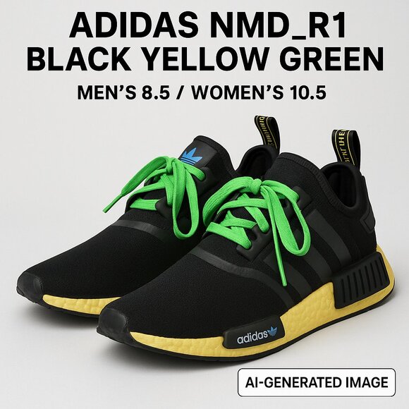 Adidas NMD_R1 Black/Yellow/Green Men’s US 8.5 GY8281 - Picture 1 of 9